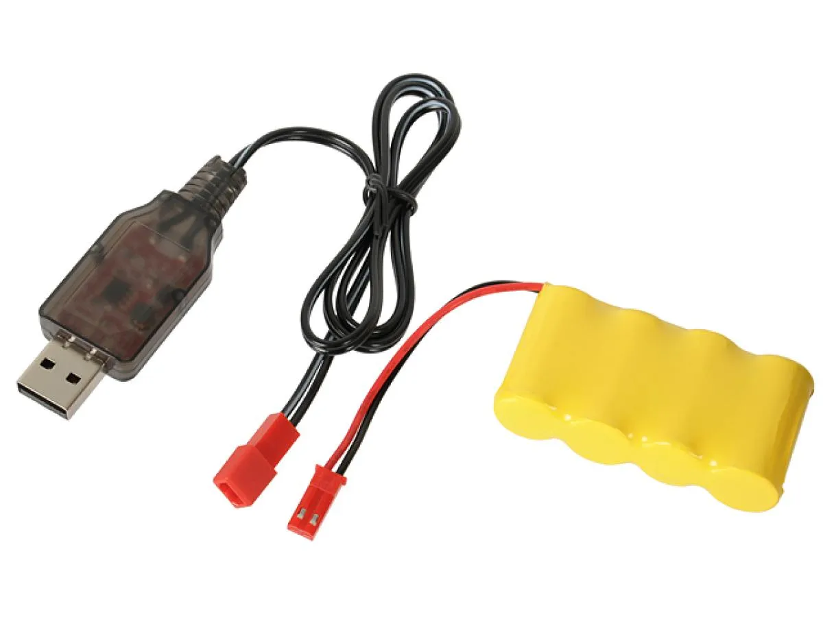 4,8V x 700mAh NiMH Akku mit USB Ladegerät für z.b Elektische Magazine